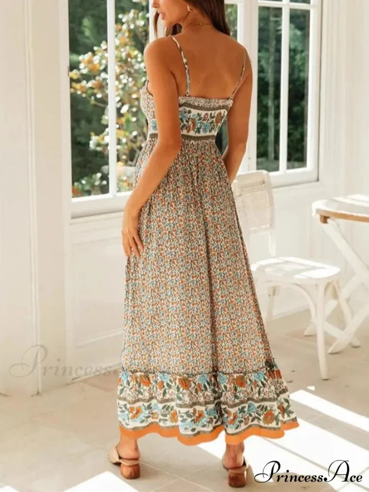 Sleeveless Holiday Summer Long Beach Boho Dress