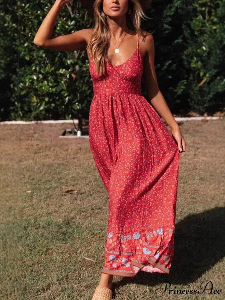 Sleeveless Holiday Summer Long Beach Boho Dress
