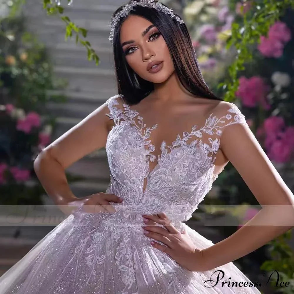 Sleeveless Lace Extended Train Bridal Gown