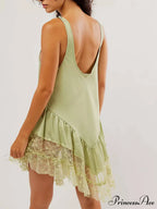 Sleeveless Lace Stylish Panel Mini Dress