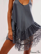 Sleeveless Lace Stylish Panel Mini Dress