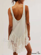 Sleeveless Lace Stylish Panel Mini Dress