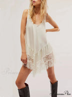 Sleeveless Lace Stylish Panel Mini Dress