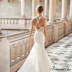 Sleeveless Lace Trumpet Bridal Wedding Gown