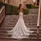 Sleeveless Lace Trumpet Evening Wedding Gown