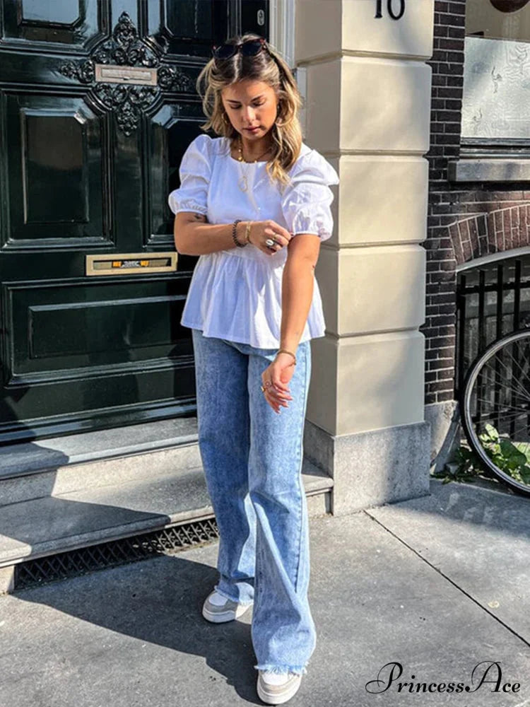 Sleeveless Lace Up Ribbon Short Sleeve Blouse