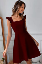 Sleeveless Mini Dress with Ruffle Detail and Tie-back