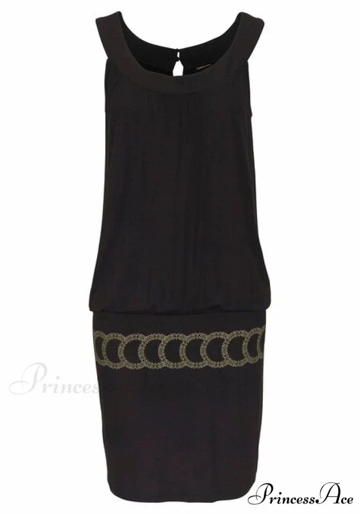 Sleeveless O-Neck Solid Off Shoulder Dress