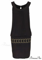 Sleeveless O-Neck Solid Off Shoulder Dress