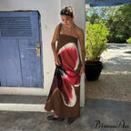 Sleeveless Off-The-Shoulder Patterned Flower Dress