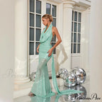 Sleeveless Open-Back Sparkling Mermaid Full-Length Prom Gown