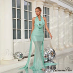Sleeveless Open-Back Sparkling Mermaid Full-Length Prom Gown
