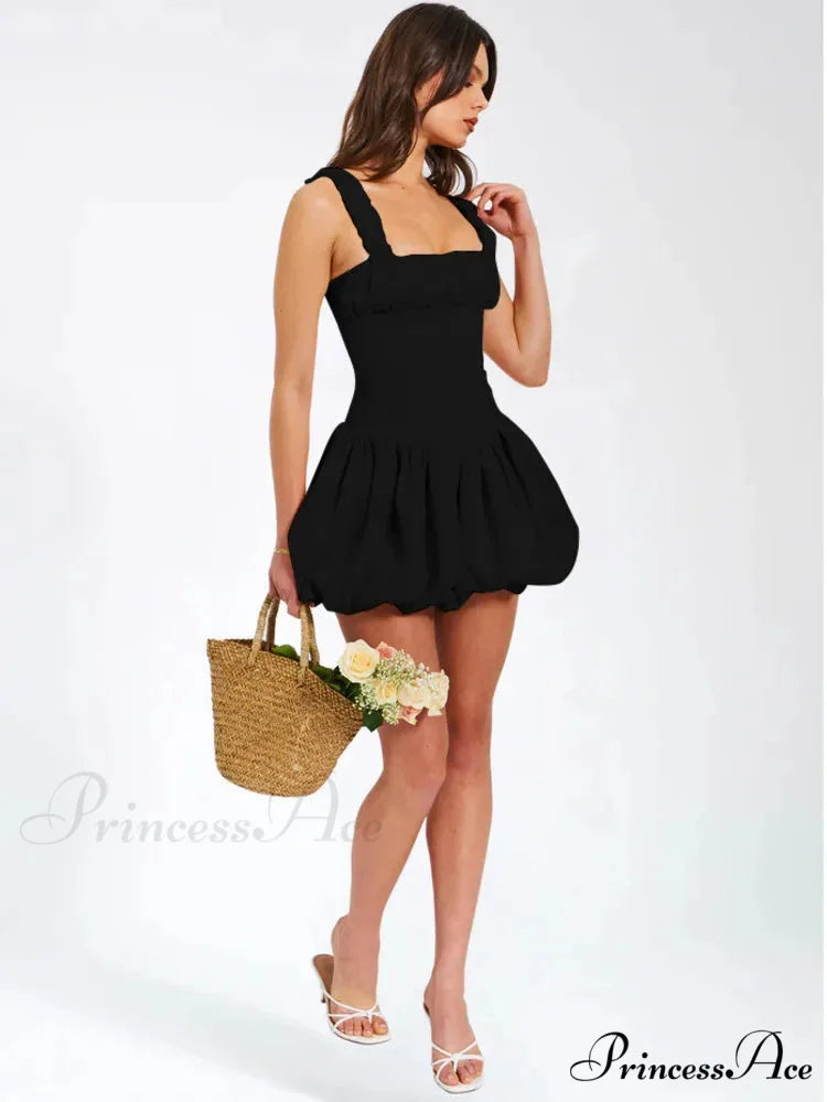 Sleeveless Ruffled Zip Mini Dress