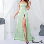 Sleeveless Satin Split Bridesmaids Party Dress