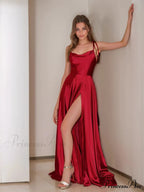 Sleeveless Satin Split Bridesmaids Party Dress