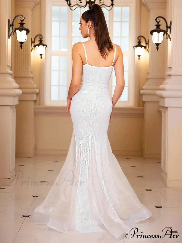 Sleeveless Sequined Mermaid Party Dress