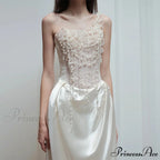 Sleeveless Silk Bead Bridal Gown