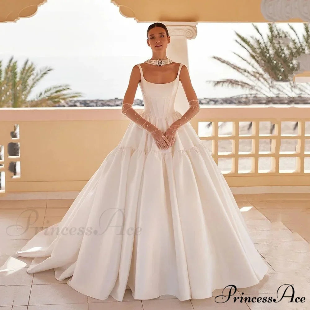Sleeveless Silk Extended Trail Bridal Gown