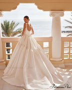 Sleeveless Silk Extended Trail Bridal Gown