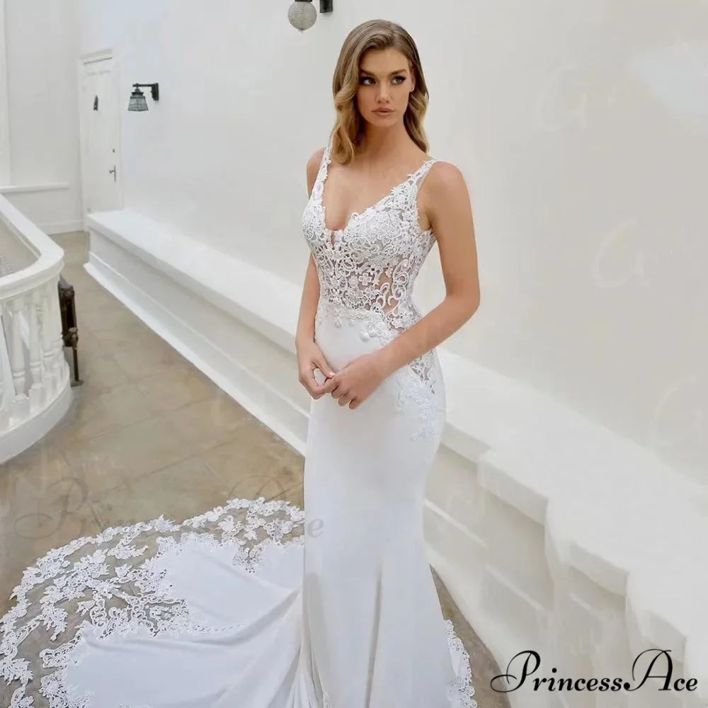 Sleeveless Silk Trumpet Bridal Wedding Gown