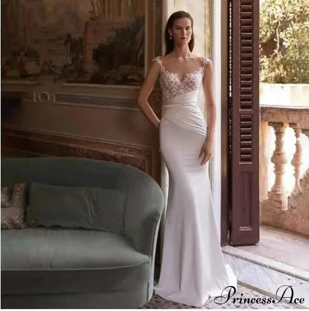 Sleeveless Silk Trumpet Bridal Wedding Gown