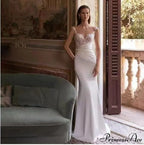 Sleeveless Silk Trumpet Bridal Wedding Gown