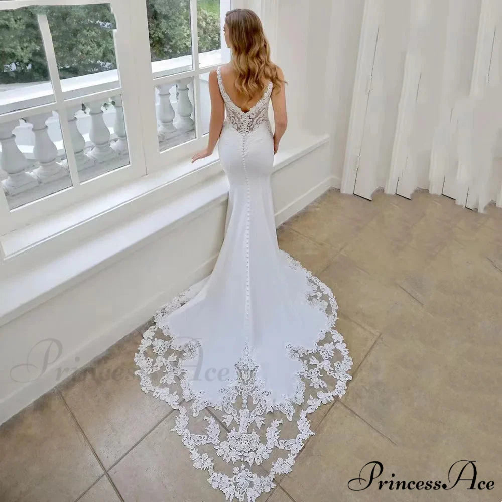 Sleeveless Silk Trumpet Bridal Wedding Gown