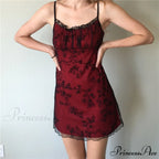 Sleeveless Slim Fit Floral Print Spaghetti Strap Mini Dress