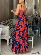 Sleeveless Spaghetti Strap Floral Beach Dress