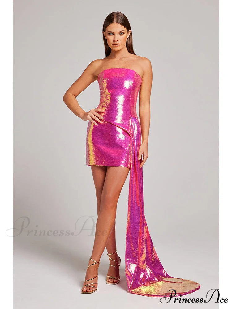Sleeveless Sparkling Sash Two Piece Prom Gown