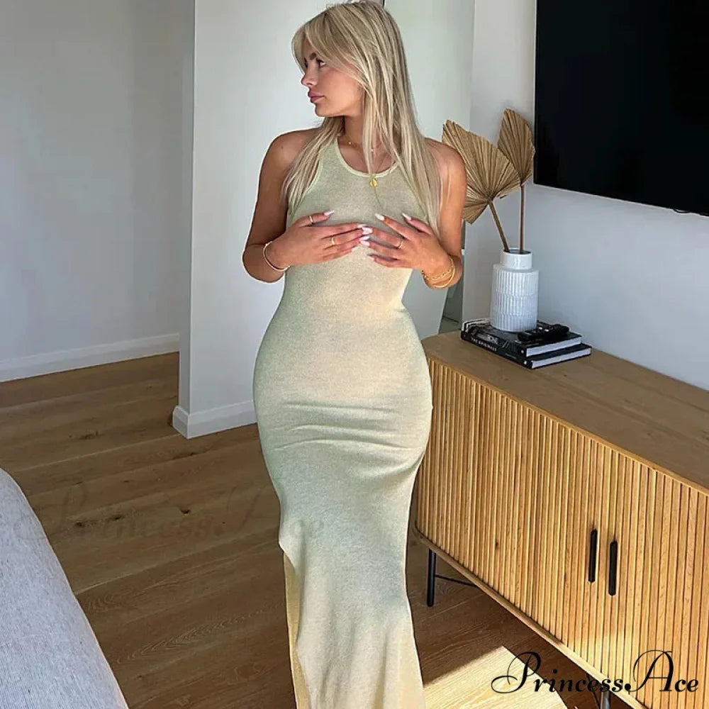 Sleeveless Split Chic Rave Festival See Through Glitter Midi Dress