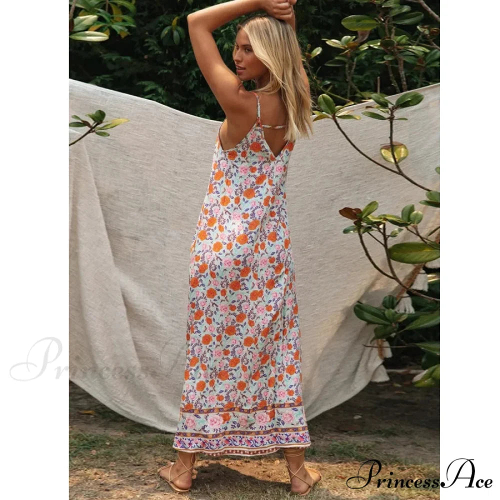 Sleeveless Strap Open Back Low-cut Summer Dress