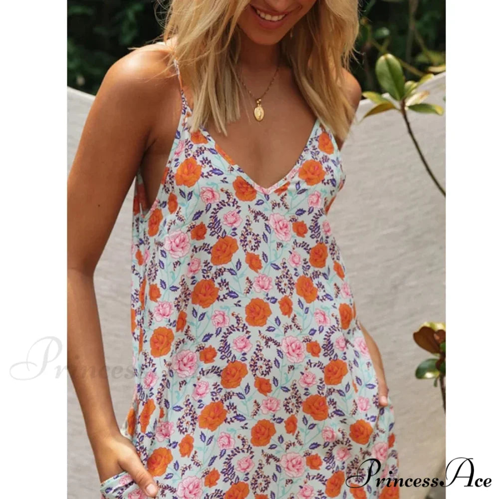 Sleeveless Strap Open Back Low-cut Summer Dress