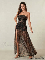 Sleeveless Tall Split Mesh Hem Floral Dress