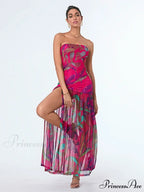 Sleeveless Tall Split Mesh Hem Floral Dress