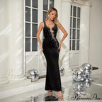 Sleeveless Trim Fit Opening Hollow Out Evening Prom Dress