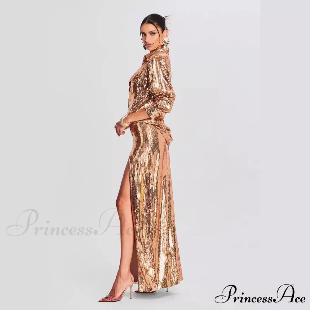 Sleeveless Trim Sequin Celebration Prom Dress