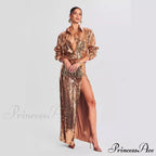 Sleeveless Trim Sequin Celebration Prom Dress