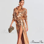 Sleeveless Trim Sequin Celebration Prom Dress