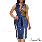 Sleeveless Turn Down Collar Office Lady Pencil Dresses