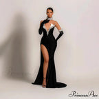 Sleeveless Velvety Embellished Puffy Maxi Prom Dress