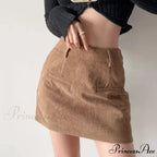 Slim Corduroy Professional Waist Skirt