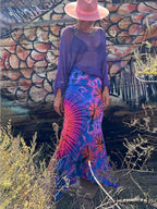 Slim Fit Hip-Hugging Charming Printed Slit Maxi Skirt