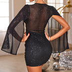 Slim Fit Long-Sleeve V-Neck Formal Gown