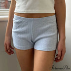 Slim Fit Retro Kawaii Solid Front Button Down Elastic Waist Pajamas Short