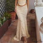 Slim Lace Trumpet See Through Sexy Maxi Skirt