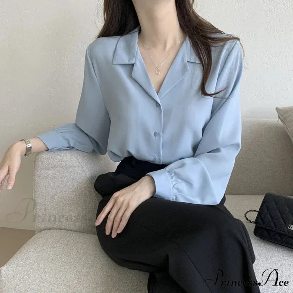 Slim Monochromatic Extended Sleeve Fold Over Collar Top