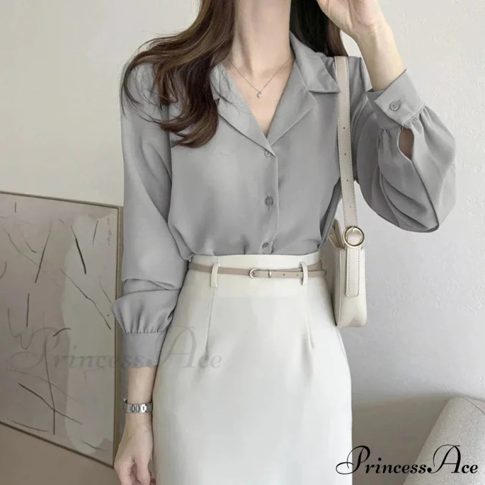 Slim Monochromatic Extended Sleeve Fold Over Collar Top