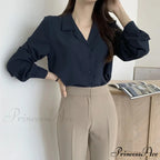 Slim Monochromatic Extended Sleeve Fold Over Collar Top