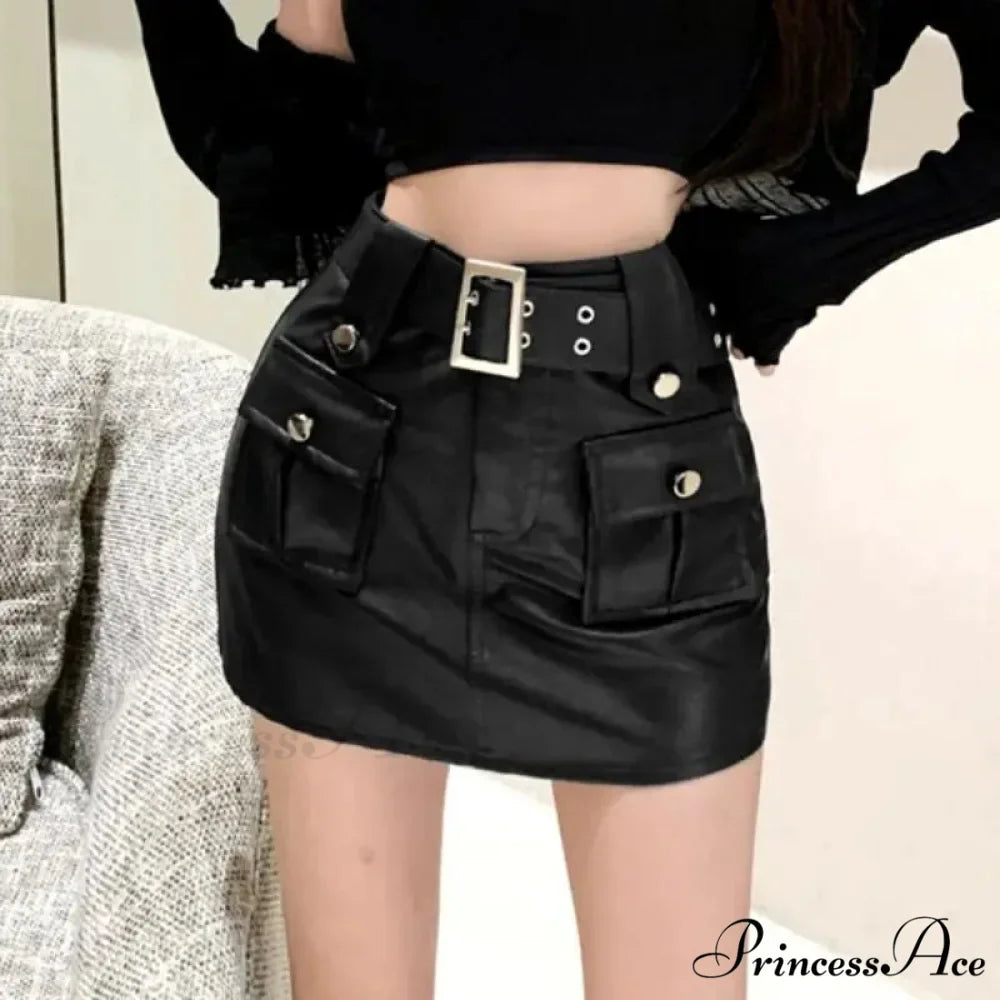 Slim Pocket Encase Faux Leather Skirt